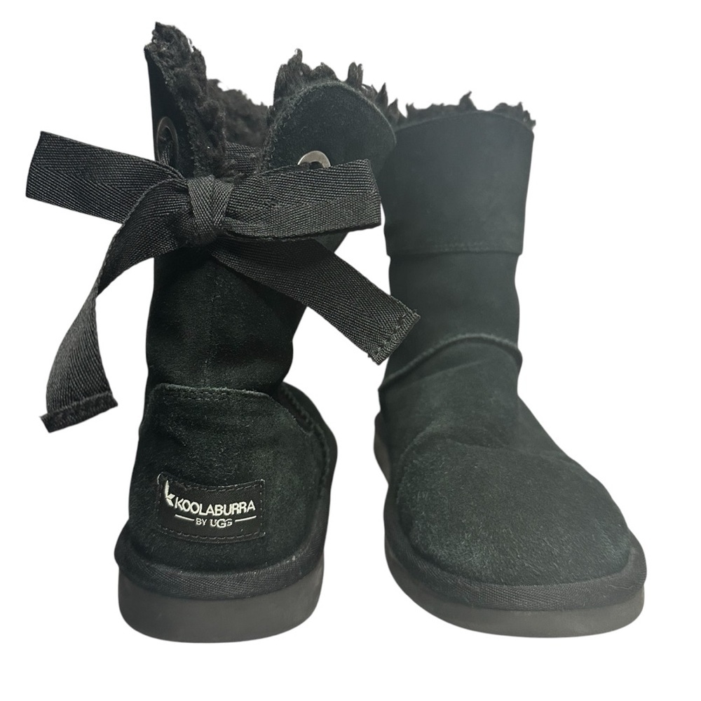 Koolaburra by UGG Black Bow Back Boots Big Kids 4 Faux Fur Winter Boots Andrah